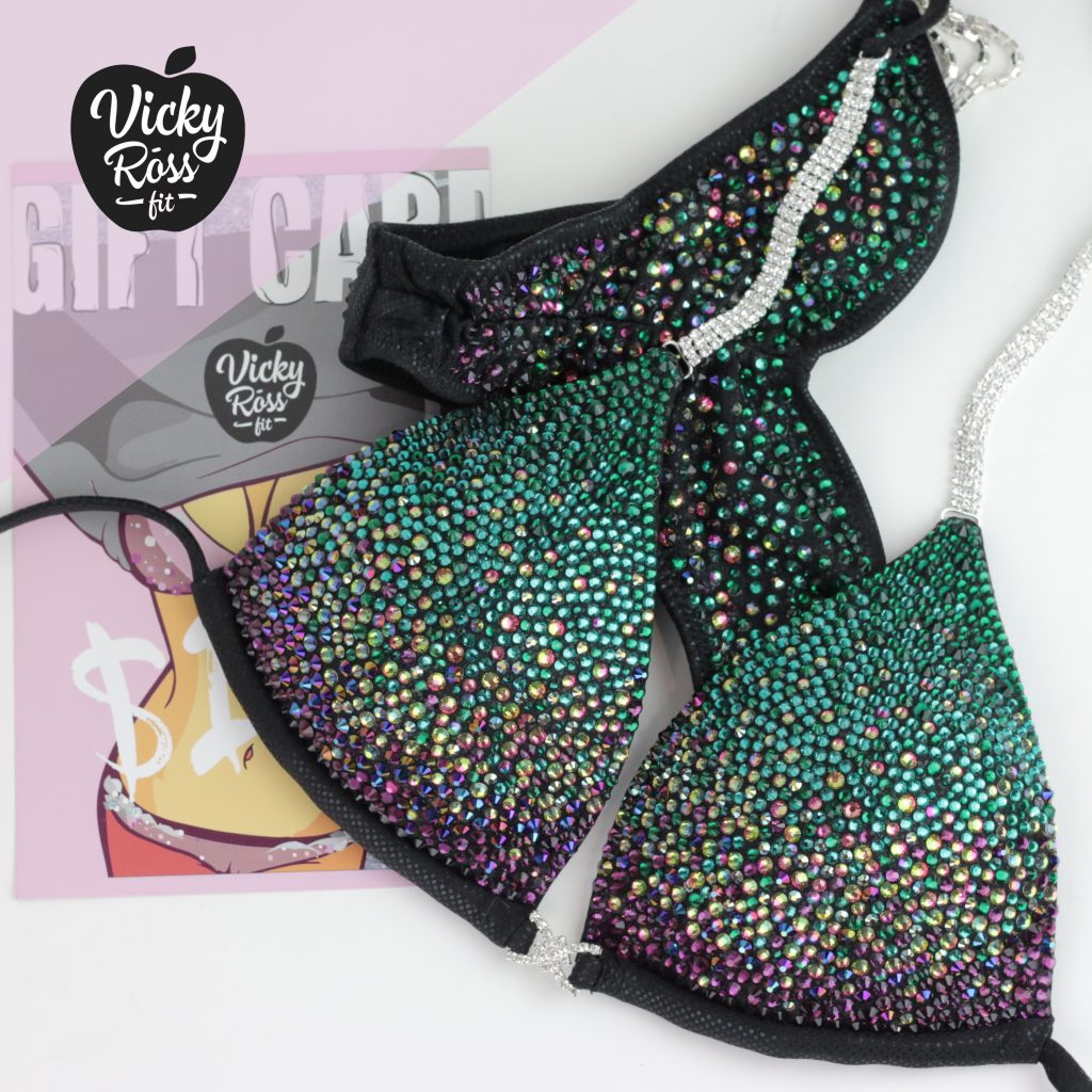 Pro Gradient Competition Bikini Suit | Green Sparkle