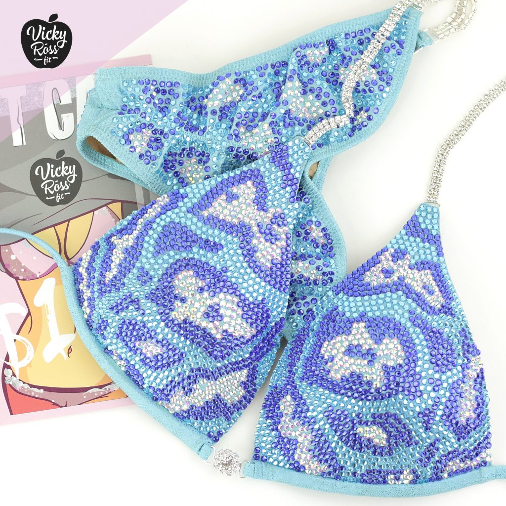 Blue Leopard Crystal Competition Bikini | NPC IFBB Suit