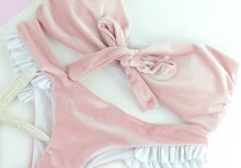 Dusty Pink Velvet Bikini Swimwear