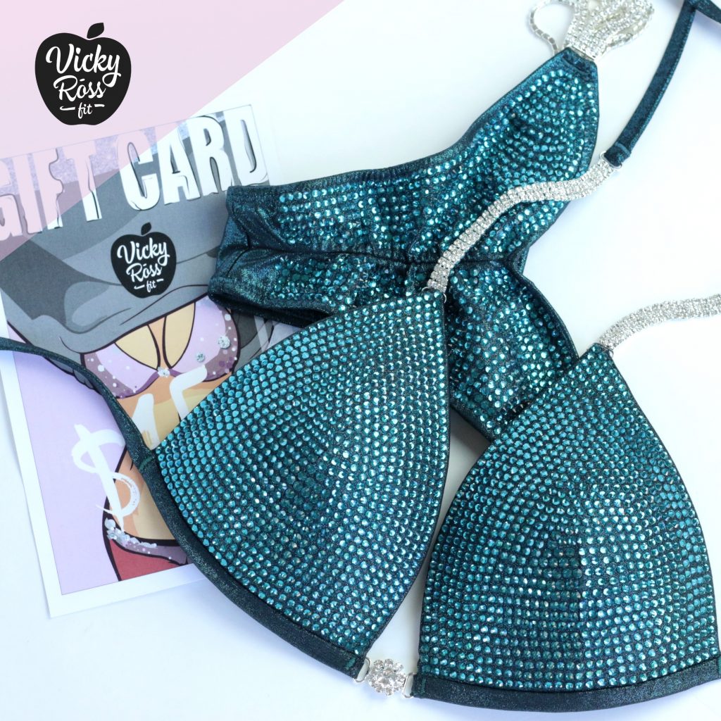 Teal Crystal Competition Bikini Suit | Full Scatter Pro Multi Color