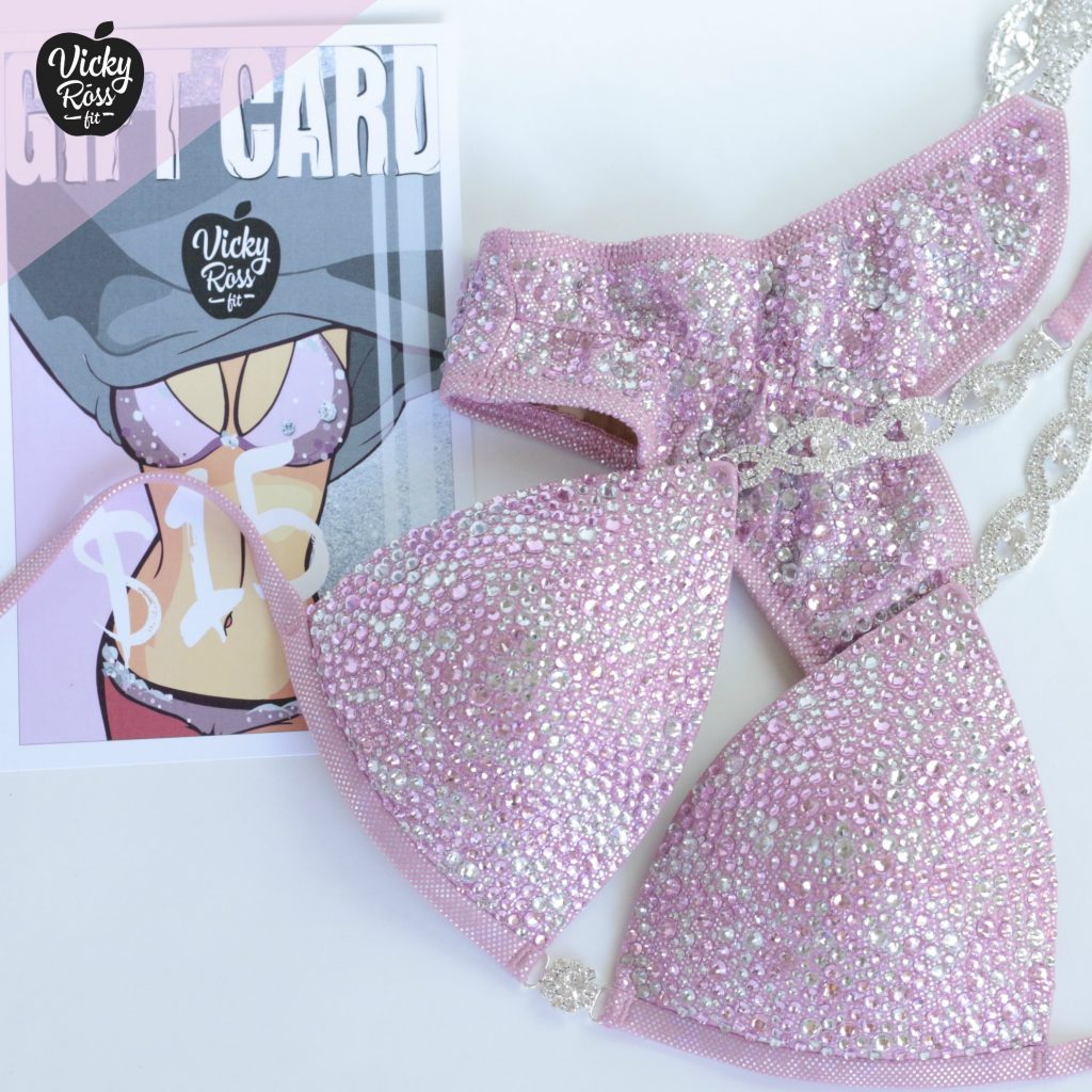 Baby Pink Crystal Competition Bikini Suit | Full Scatter Pro Multi Color