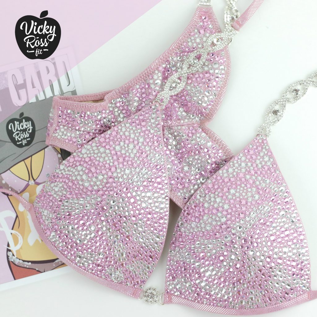 Lt Pink Crystal Competition Fitness Bikini | Military Bikini Suit