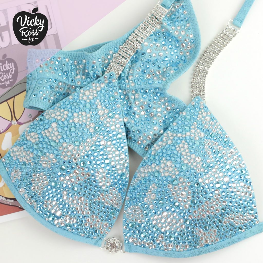 Blue Military Competition Bikini Suit  | Crystal Bikini Suits for Bodybuilding