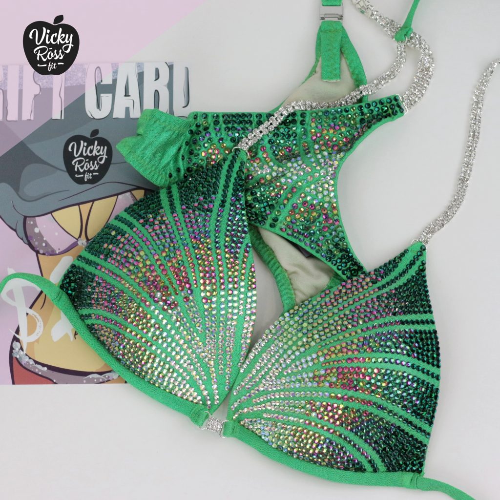 Vicky Ross Fit Bikinis Bikini Competitors Suit | Green Ocean Wave
