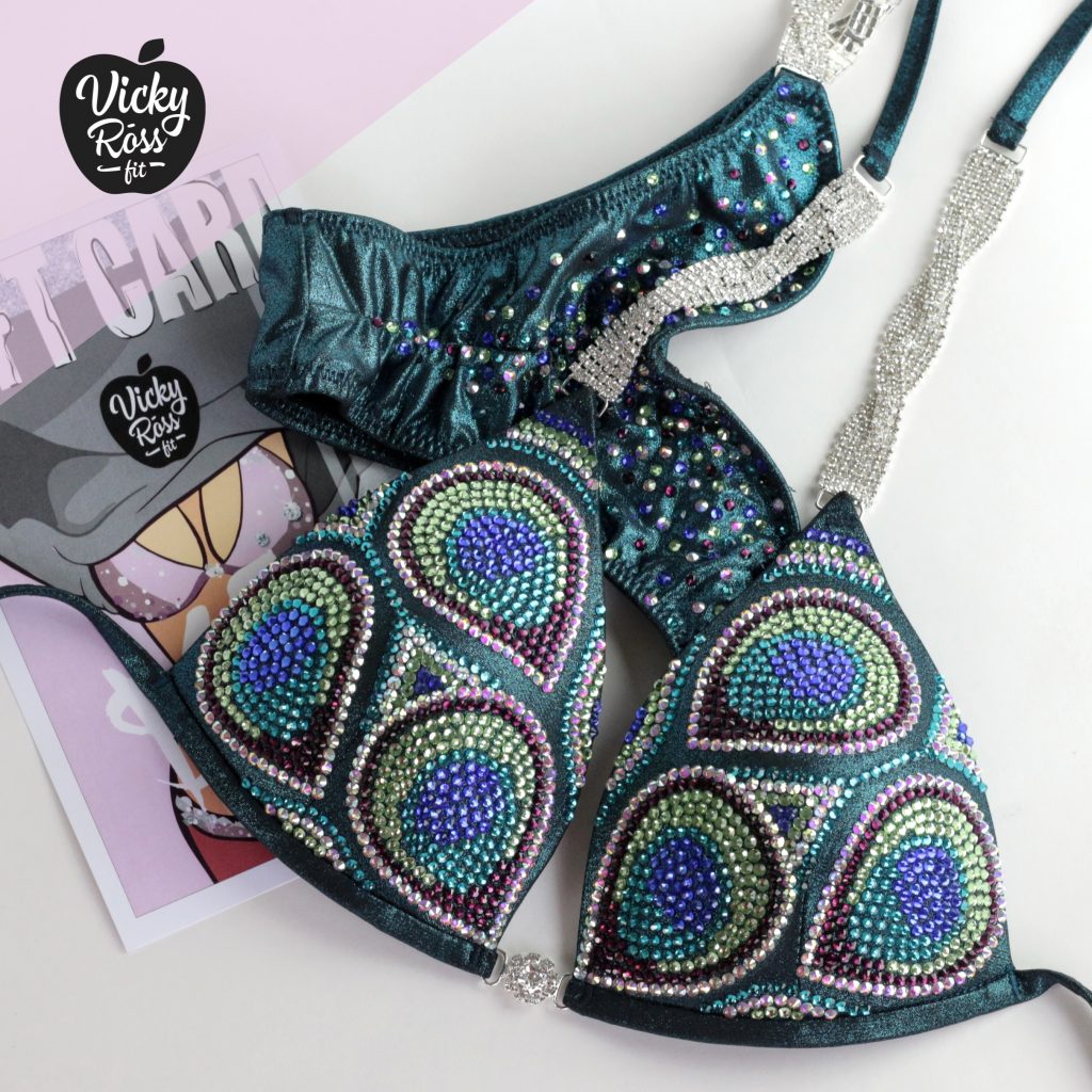 Competition Fitness Suit | Crystal Peacock Design
